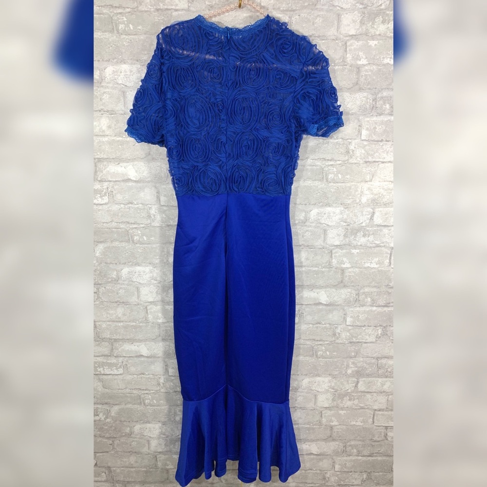 Royal Blue  Lace Top  Midi Dress - Picture 2 of 4